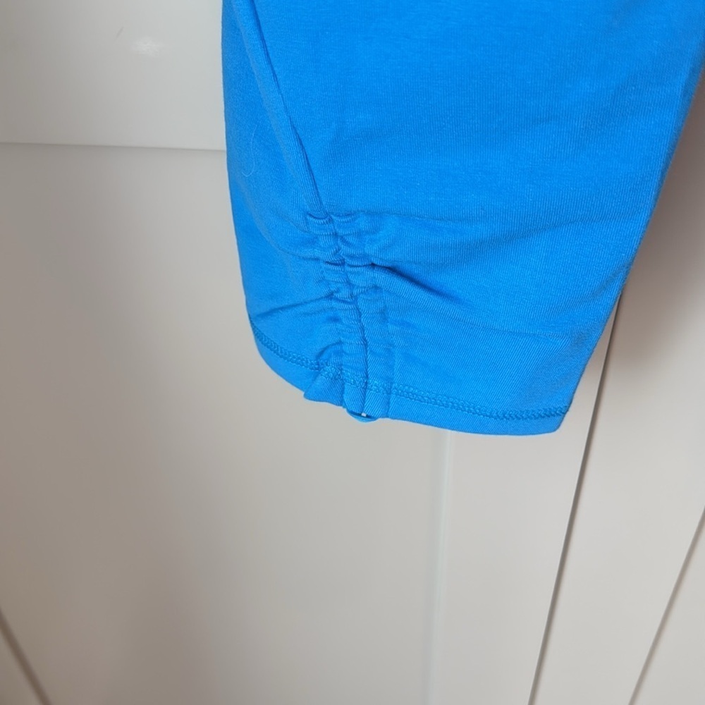 NWT T by Talbots Capri Blue Capri Leggings SZ XL no Back Pocket w Gathered Hem - Picture 10 of 11